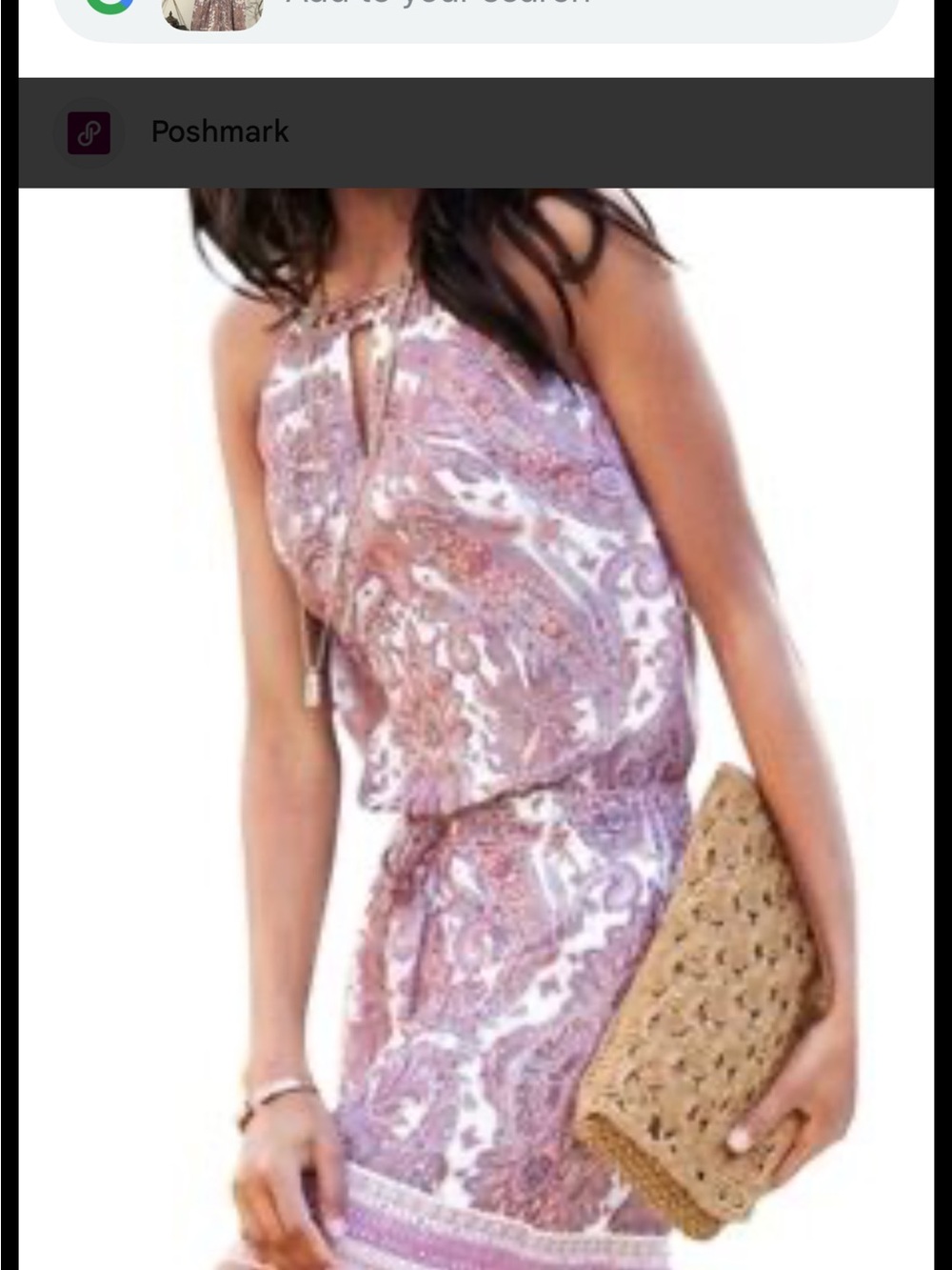 White House Black Market Paisley Halter Tie-Back Mini Dress in Pink and Cream